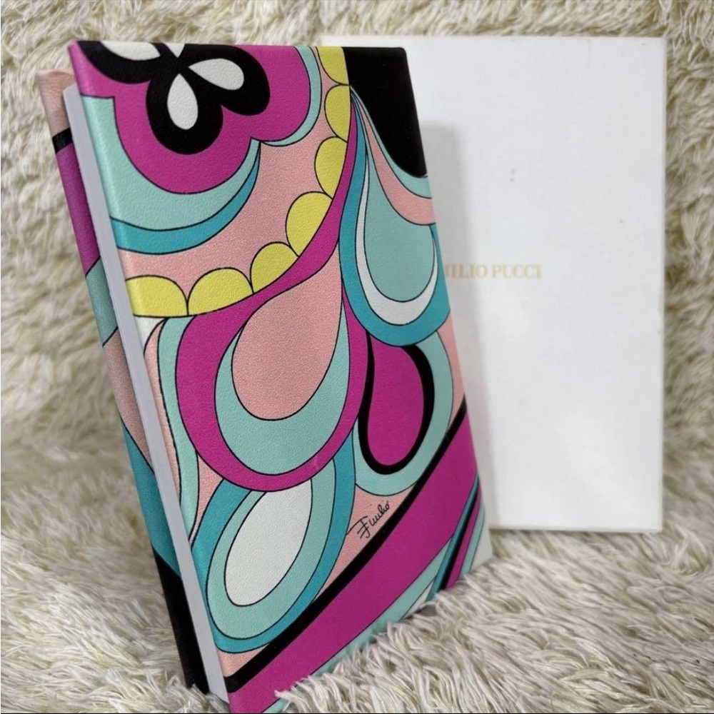 Emilio Pucci‎ Notebook Leather Cover Multicolor Floral Box Novelty Blank Pages